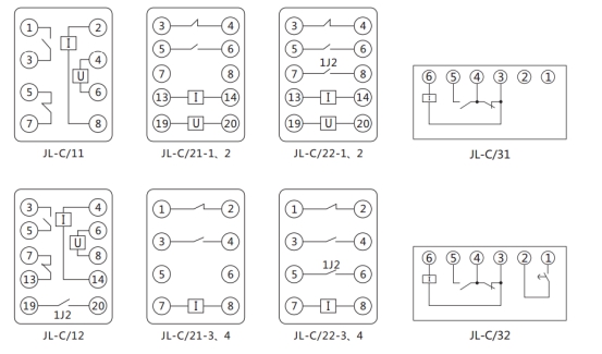 JL-C/12反時(shí)限電流繼電器內(nèi)部接線及外引接線圖(正視圖) JL-C/12反時(shí)限電流繼電器內(nèi)部接線及外引接線圖(正視圖)