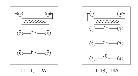 LL-13A繼電器內部接線 LL-13A繼電器內部接線