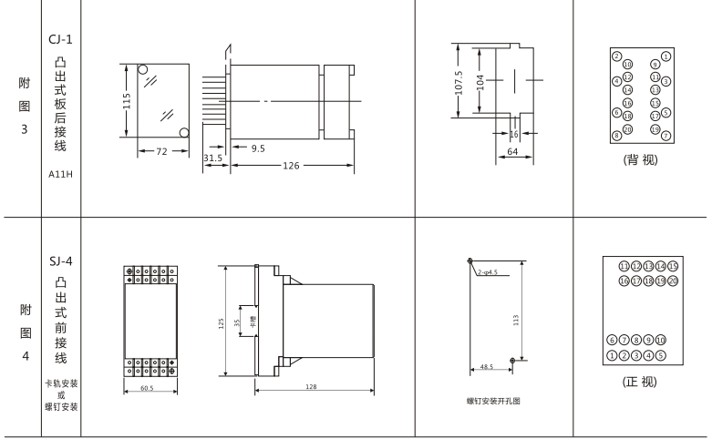 JSW-33靜態(tài)雙位置繼電器外形及開(kāi)孔尺寸圖2 JSW-33靜態(tài)雙位置繼電器外形及開(kāi)孔尺寸圖2