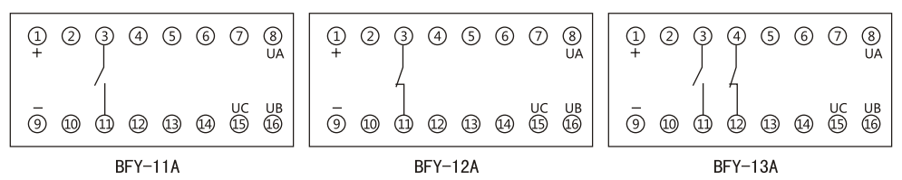 BFY-13A負序電壓繼電器內部接線及外引接線圖 BFY-13A負序電壓繼電器內部接線及外引接線圖