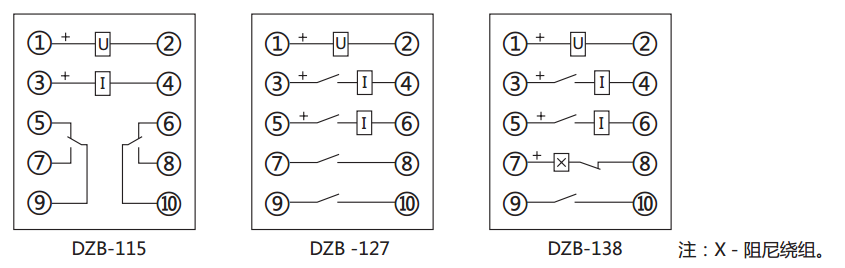 DZB-127帶保持中間繼電器內(nèi)部接線圖及外引接線圖(正視圖) DZB-127帶保持中間繼電器內(nèi)部接線圖及外引接線圖(正視圖)