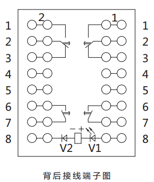 DZS-12CE/S直流回路監視繼電器背后接線端子 DZS-12CE/S直流回路監視繼電器背后接線端子