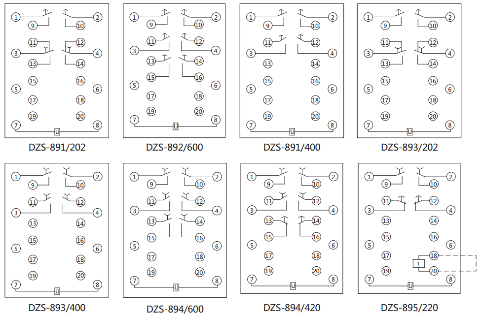 DZS-893延時中間繼電器內(nèi)部接線圖及外引接線圖(背視) DZS-893延時中間繼電器內(nèi)部接線圖及外引接線圖(背視)